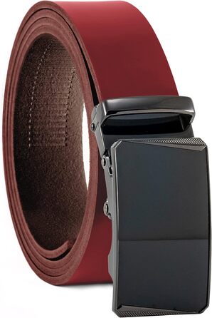 Чоловічий шкіряний ремінь Volmer ATG з автоматичною застібкою на пряжці | Ширина 35 мм, розмір пояса 125 см, регульований | Колір: бордовий