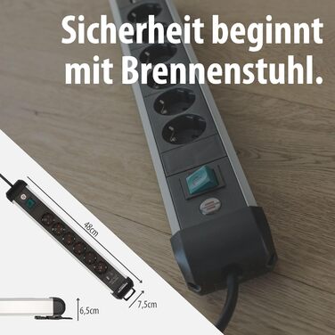 Мережевий фільтр Brennenstuhl Premium-Alu-Line на 6 розеток з USB (USB-C PD 30W та USB-A 18W), 3м, алюмінієвий корпус, з вимикачем, Made in Germany
