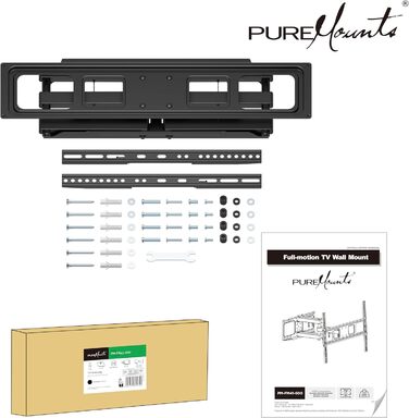 Кріплення для телевізора PureMounts, настінне, універсальне, нахильне та поворотне, VESA 200x200 мм, для телевізорів та моніторів (32-70 дюймів), чорний