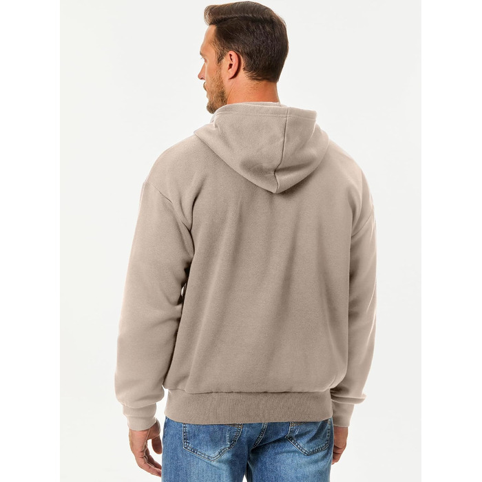 Світшот JMIERR чоловічий з капюшоном, бавовна, однотонний, на блискавці, з кишенями (Хакі, S)