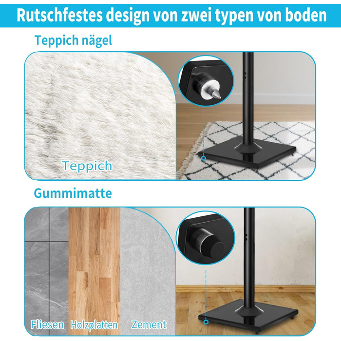 Підставка для акустики, регульована висота, 1 пара, для сателітної та поличкової акустики, до 5 кг, з кабелепроводом (SB-202-висота не регулюється)