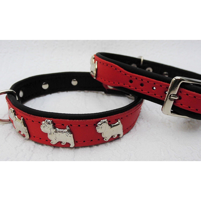 Льорочок для собак Westie, шкіряний, обхват шиї 30-36 см, червоний, новий
