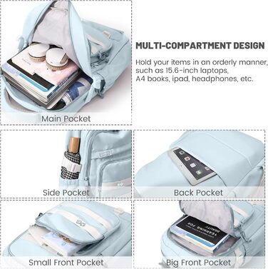 Шкільний рюкзак для дівчаток-підлітків, водонепроникний, легкий, великого об'єму, модний, для школи або подорожей - блакитний
