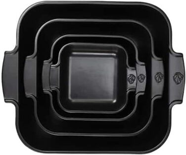 Керамічна квадратна форма для запікання Peugeot Appolia з ручками, 28x28 см, 2 л, біла/сатин чорна