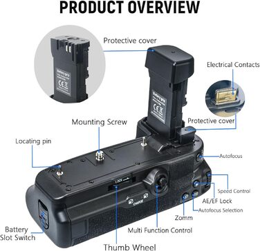 Батарейний хват BG-R10 для Canon EOS R5, R5C, R6, R6 Mark II: синхронізація функцій, 2 LP-E6/N/NH