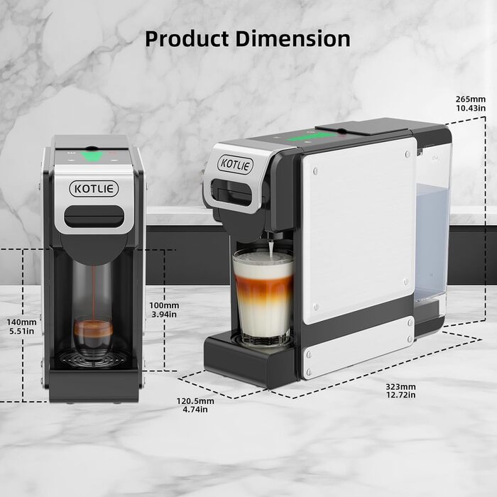 Кавомашина KOTLIE ST-550 Multi-Kapsel: 4-в-1 для Nes Original, Dolce Gusto, MIO та меленої кави, 19 Bar, 19 Bar, 7 рівнів об'єму води
