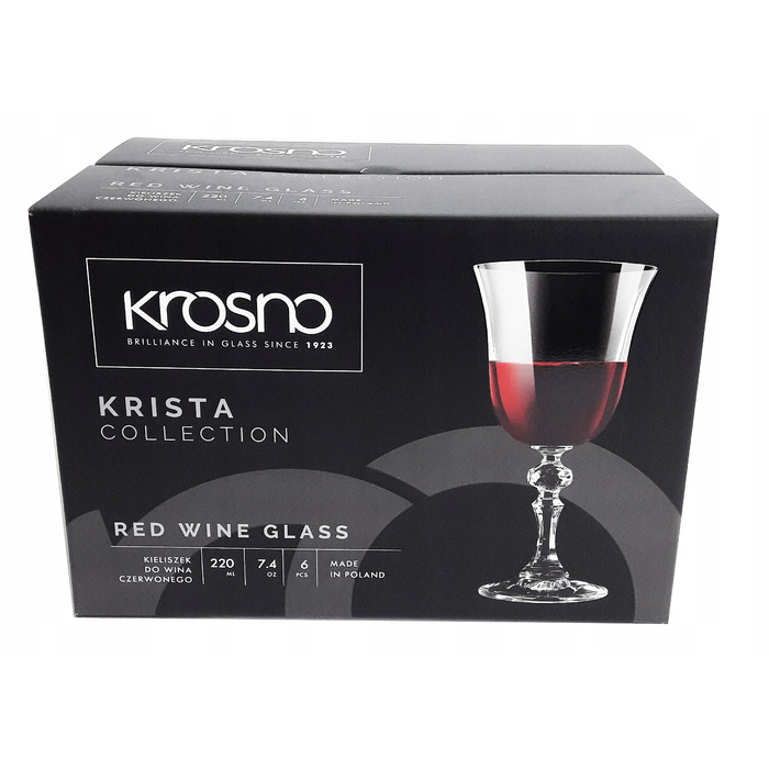 Келихи для червоного вина Krosno Krista, прозорі, 220 мл, 6 шт.