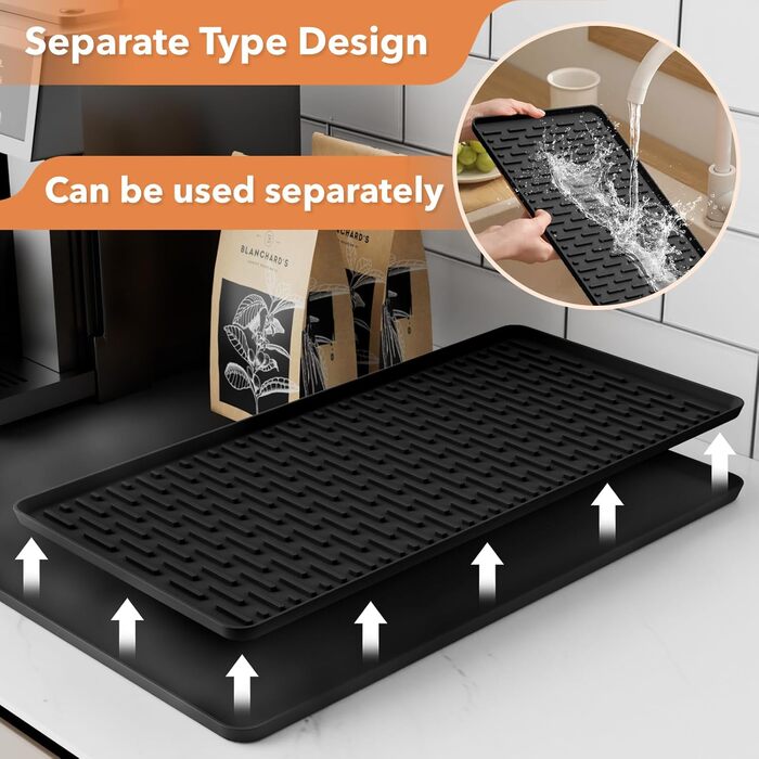 Силіконовий килимок для кавомашини Kaffeemaschine 60x40 см, чорний - термостійкий килимок під кавоварку