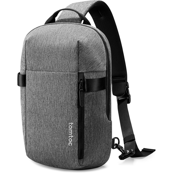 tomtoc чоловіча нагрудна сумка-слінг для MacBook 13-14 дюймів (сіра). Сумісна з MacBook Air M4, MacBook Pro M4/M3/M2/M1. Водовідштовхувана, Crossbody Bag, Brusttasche, Schultertasche, Tagesrucksack S