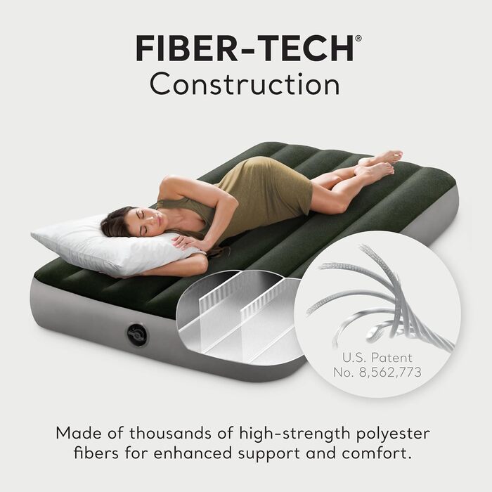 Надувний матрац Intex Dura-Beam Standard, Twin Size з інтегрованою помпою