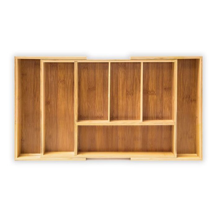 Relaxdays Bamboo Cutlery Box Adjustable XL
