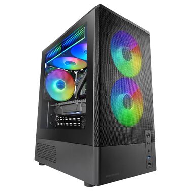 Ігровий корпус Mars Gaming MC-3TCORE Custom ATX/MicroATX, панорамне скло, підтримка рідкого охолодження, чорний