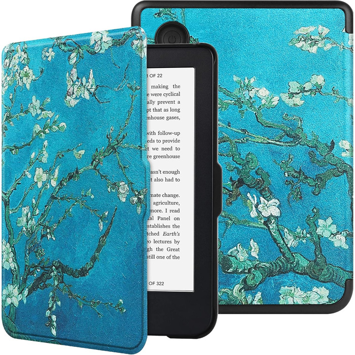 Чохол-книжка HGWALP для Tolino Shine 5/Shine Color/Shine 4 та Kobo Clara Colour/Clara BW/Clara 2E eReaders, преміум-якість, функція авто-сон/пробудження, квітковий дизайн (персиковий)