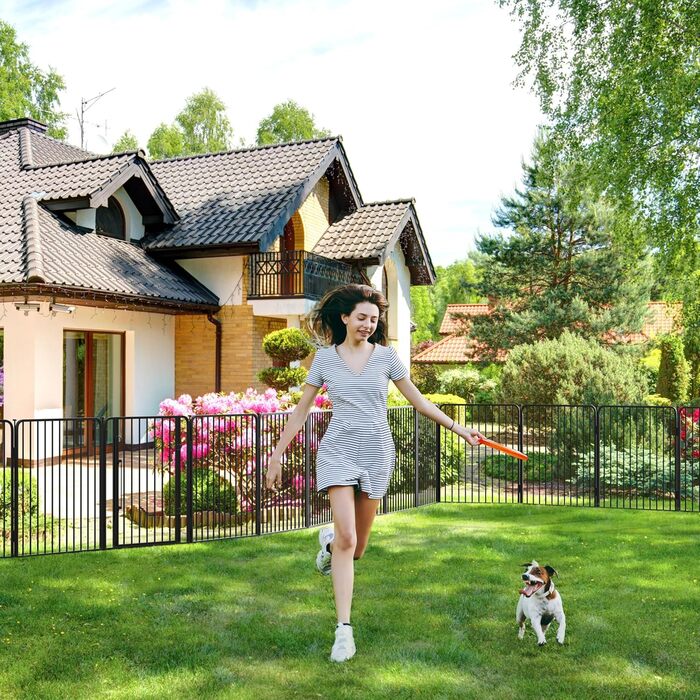 Вольєр для цуценят Yaheetech 24-секційний з замком, тихі труби, захист для підлоги, посилені металеві дроти, 80 см, для квартири та саду