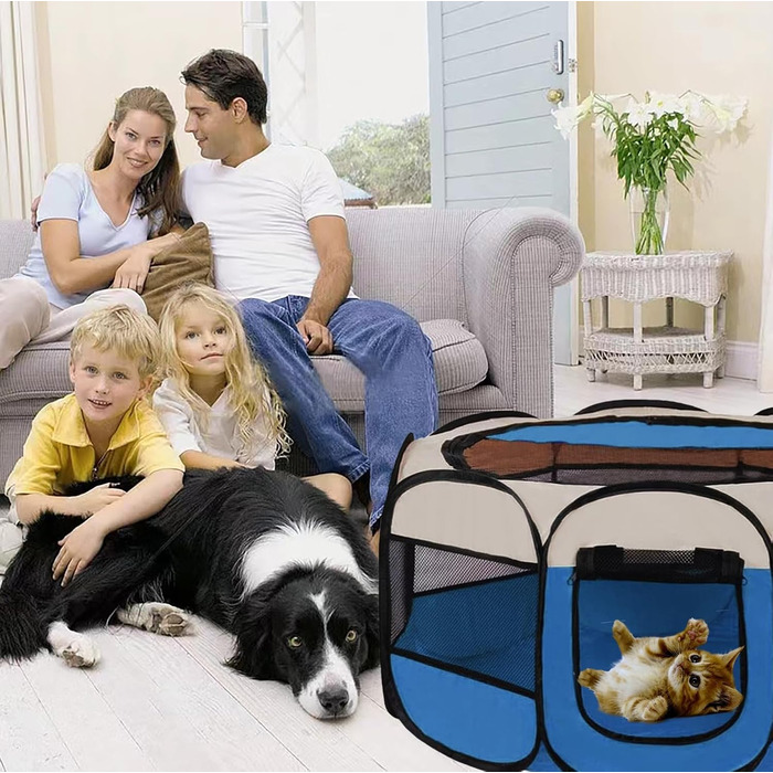 Клітка-забіг для цуценят та котів 114x114x59 см, клітка для тварин в квартиру, забіг для собак та котів, вольєр для кроликів та інших дрібних тварин (сірий)