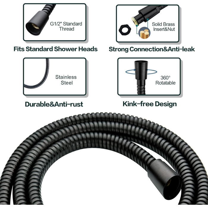 BRIGHT SHOWERS Dual Shower Head Combo Set, Handheld Shower Head, Rainfall Shower Head, Combo with Black Face, 152.4 cm (60 inch) Stainless Steel Shower Hose, (2.5 Gallon Per Minute, Oil Rubbed Bronze)