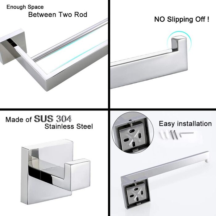 Turs Stainless Steel Toothbrush Holder Bath Drinking Glass Tumbler with Holder Wall Mount, Polished Surface, K7007P (Silver)