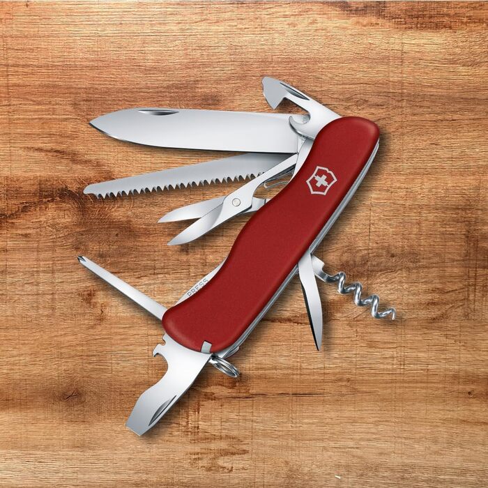 Мультитул Victorinox Outrider: Швейцарський ніж, 14 функцій, фіксаційне лезо, викрутка (червоний)