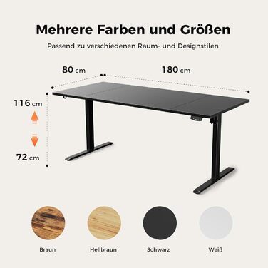 Регульований стіл Agilestic 180x80 см, електричний з пам'яттю, ергономічний, для комп'ютера, чорний