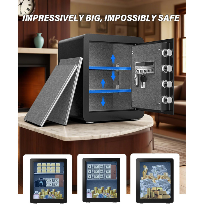 Сейф Kavey Safe Tresor 50L з цифровим замком, подвійним сигналом тривоги та LED-підсвіткою