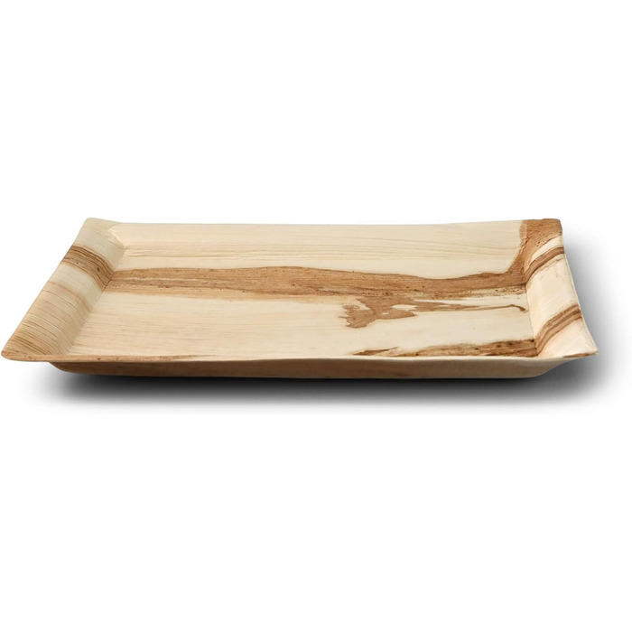 BIOZOYG Serving Platter, 100 Pieces, 32.5 x 27 cm Rectangular - Palm Leaf Plates Serving Tray Cake Plate Compostable Tray - Snack Plates, Alternative to Slate Boards
