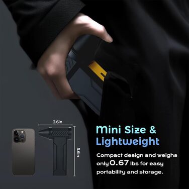 Електричний пилосос для повітряного видування, 3 швидкості, 160000 об/хв, для чищення ПК, електроніки, диванів, авто, офісної техніки (Чорний)