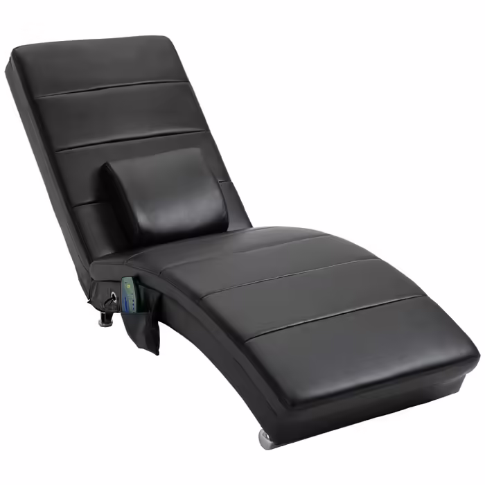 HOMCOM Recliner Chair with Leather and Massage Function, 58 x 163 x 87 cm, up to 120 kg, 8 Massage Points, with Remote Control, High Back Rest Cushion, Black | Aosom