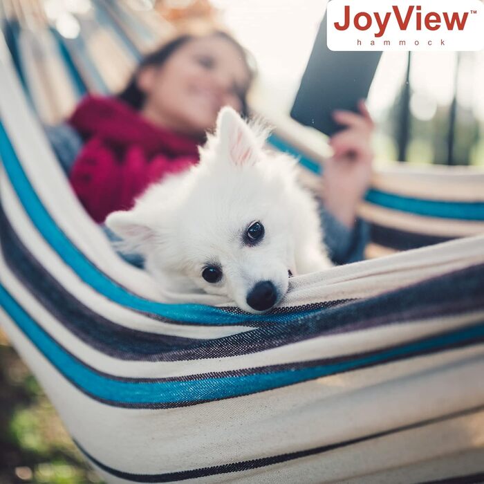 Гамак бразильський JoyView одинарний, 200x100 см, червоно-смугастий, з мотузками та сумкою для перенесення - для дому та відпочинку на природі