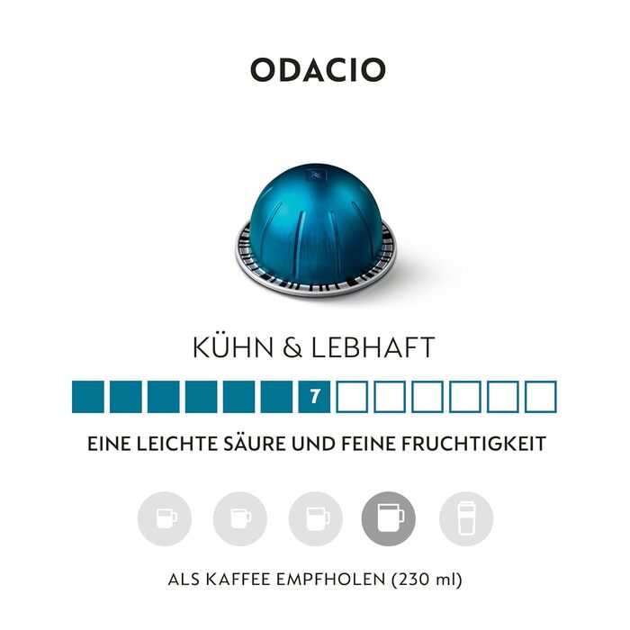 Кава Nespresso Vertuo Odacio | Арабіка, середнього обсмаження, 100 капсул | 230 мл, сумісна з VERTUO