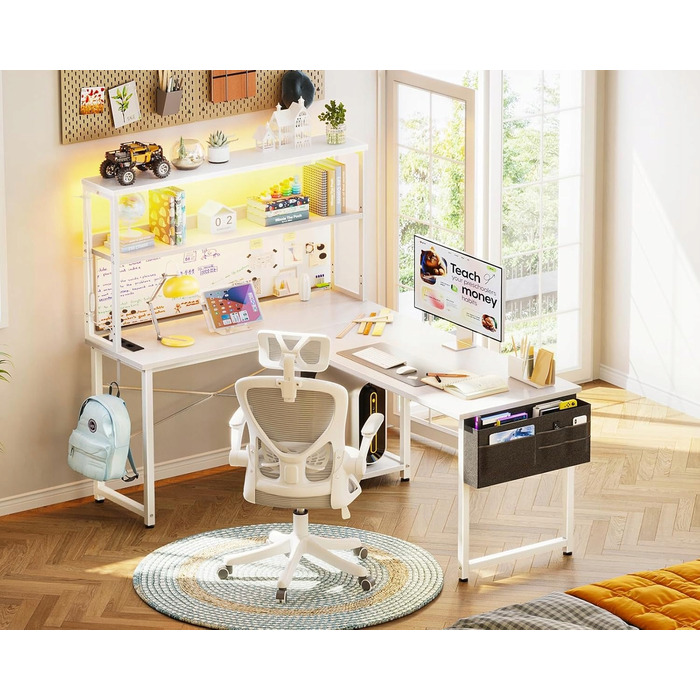 Кутовий ігровий стіл L-подібний 135x100 см з LED-підсвіткою, міцний