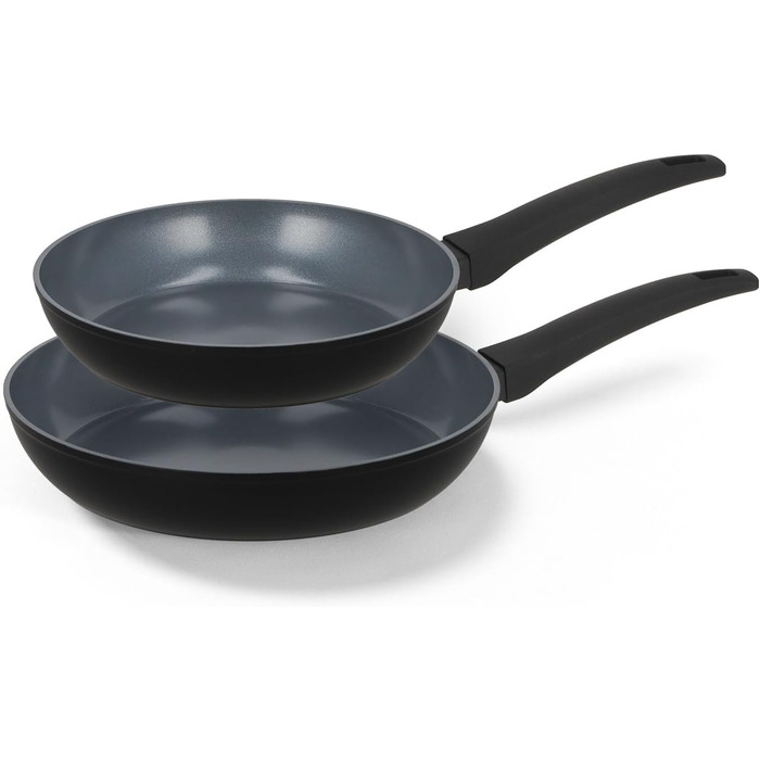 Набір сковорідок Be Living Delight 4 шт. (20/24/28 см + вок 28 см з кришкою), антипригарне покриття з кераміки, для індукційних плит, без PTFE та PFOA, чорний