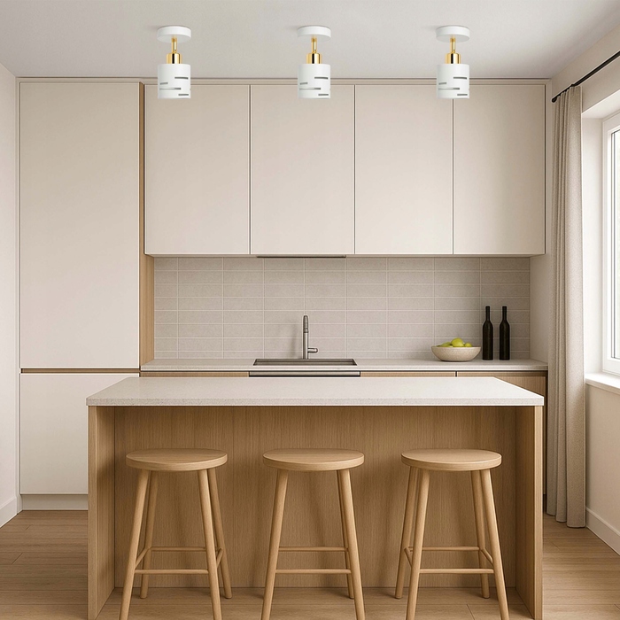 Настінний світильник 2в1 та підвісна стельова лампа E27, біло-золотий гламур