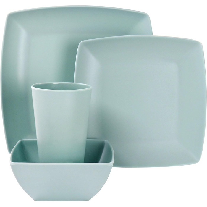 Набір посуду Gibson Home Soho Grayson, 16-ти частинний, квадратний, меламін, м'ятний