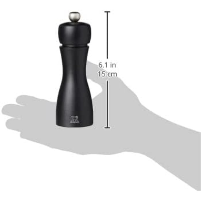 PEUGEOT 18368 Tahiti Pepper Grinder Wood, 5.2 x 5.2 x 15 cm, matte black