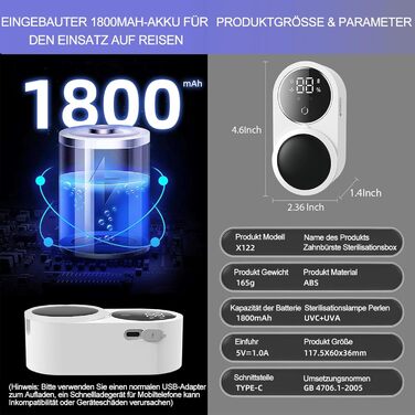 Maxspace Toothbrush Holder, Electric Toothbrush Wall Mount with Drying and Disinfecting, Toothbrush Cup Holder Without Drilling with 2 Toothbrush Slots (White)