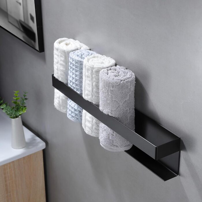 Тримач для рушників ZUNTO без свердління, для гостей, стійкий, нержавіюча сталь, 40 см, чорний