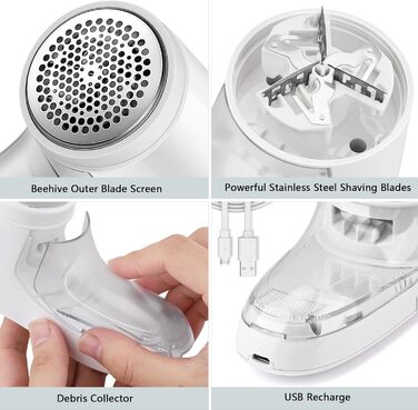 Електричний видалення ворсу Fusselrasierer: знімні леза для одягу з вовни та пуловера (зелений)