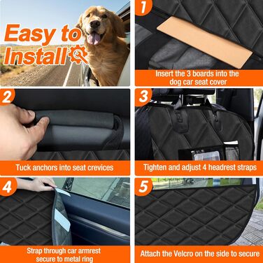 Захисний чохол на заднє сидіння автомобіля для собак, водовідштовхуючий, антиковзаючий, 128x61 см, чорний