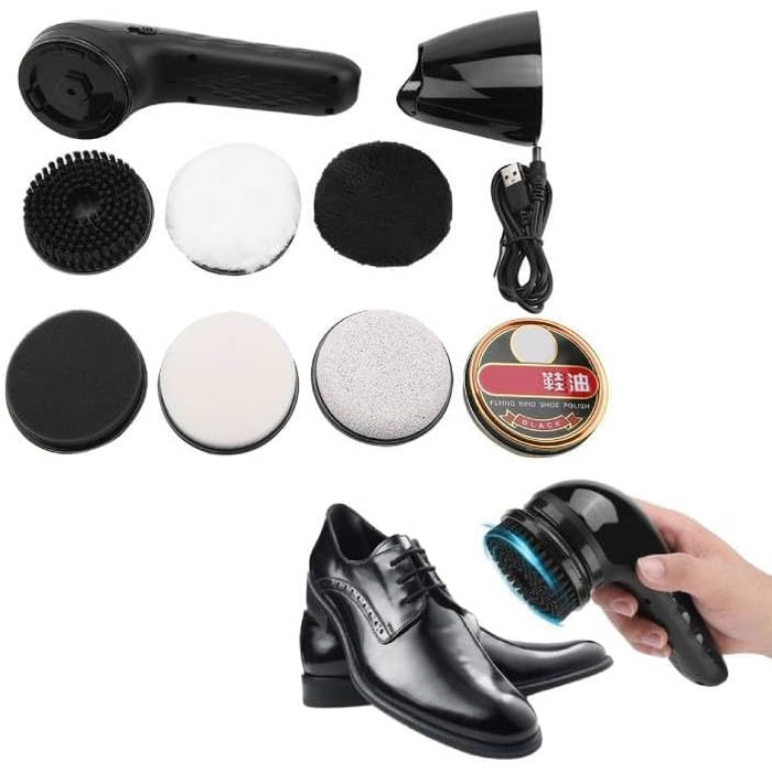 Electric Shoe Polishing Set, Electric Shoe Polisher, USB Rechargeable Electric Shoe Brush Portable Multifunctional Leather Shoe Polisher for Leather Shoes, Leather Handbag, Leather Sofa