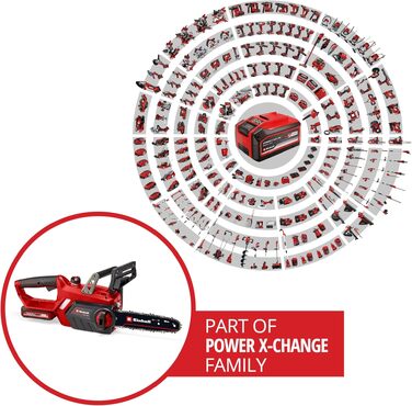 Акумуляторна ланцюгова пила Einhell GE-LC 18/25 Li-Solo Power X-Change (18 В, довжина шини 23 см, з АКБ 3.0 Аг та зарядним пристроєм)