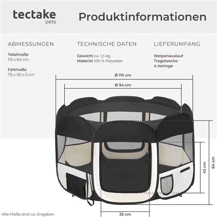 Тектейк® Вольєр для цуценят, вольєр для тварин, віп-коробка для собак, котів, кроликів, вигул, загін для квартири або кемпінгу - огорожа для собак, ґрати для собак, вольєр для вигулу, вольєр для дрібних тварин - рожевий (чорний)