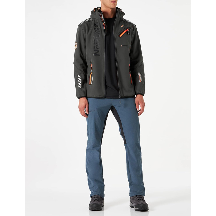 Чоловіча куртка Softshell Geographical Norway Leyoley Production, темно-сіра з помаранчевим, розмір 3XL