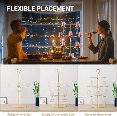 Набір для шампанського CLOPAE, 3 яруси, 12 келихів, металевий барний стійка для келихів, для вечірок, весіль, барів