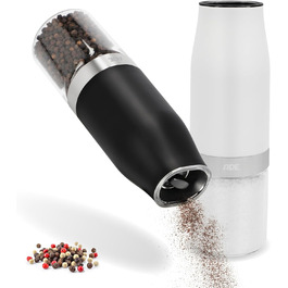 Electric Salt and Pepper Grinder Set of 2 with Tilt Sensor | Spice Grinder with Ceramic Grinder | Infinitely Adjustable | Salt, Pepper, Chili, Dried Herbs | Herb Grinder | with LED Lighting