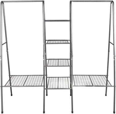 JURMERRY Metal Clothes Rack Clothes Rod Garment Racks with Shoe Storage, (Bronze)