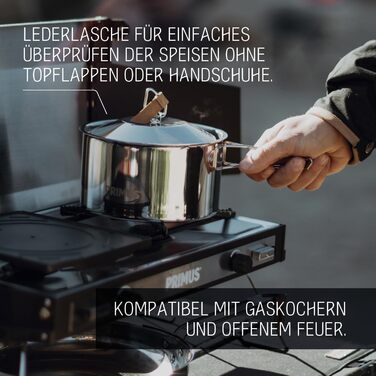 Набір посуду Primus Outdoor Campfire Cookset - нержавіюча сталь, 1.8 л, 21 см, для кемпінгу та приготування їжі на вогні та газових плитах