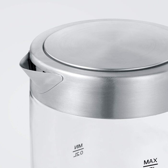 SEVERIN Mini Glass Kettle 0.5 L, powerful and compact with a high-quality design, electric kettle with scale filter, stainless steel/black, WK 3472