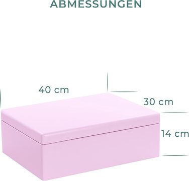 Large Wooden Box with Lid - All-Purpose Wooden Box - Storage Box | Toy Chest - Gift Packaging | Decorative Box for Crafts FSC® (approx. 40 x 30 x 14 cm | L, Pink)