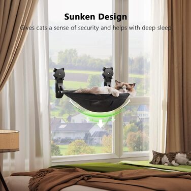 Cat Window Perch, Foldable & Stable Cat Beds - Breathable Cat Window Hammock for Monitoring, Sunbathing, and Climbing - Holds up to 18kg Maximum