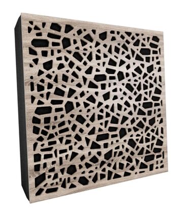 Набір акустичних панелей для звукопоглинання та дифузії 50x50x5 см, 4 шт. — Декоративні звукоізоляційні панелі, колір Sonoma